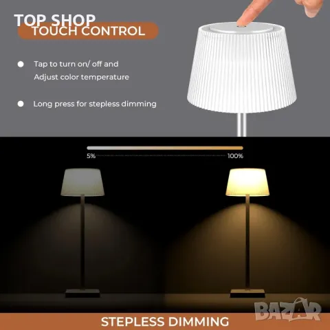 Димируема настолна лампа FIMEI, акумулаторна LED настолна лампа за защита на очите H38 cm, преносима, снимка 4 - Настолни лампи - 48819007