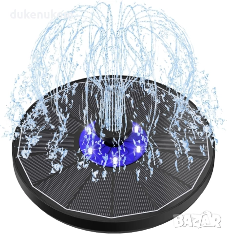 Соларен фонтан 3.5W, LED осветление, батерия 2200 mAh, 7 дюзи