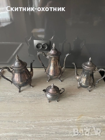 Стар посребрен чаен сервиз, снимка 4 - Антикварни и старинни предмети - 53221470