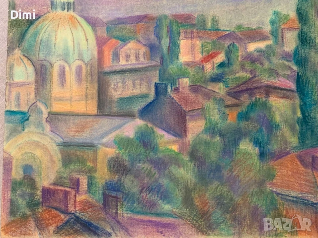 ЕЛКА НАЙДЕНОВА градски пейзаж – Пастел, снимка 4 - Картини - 52858891