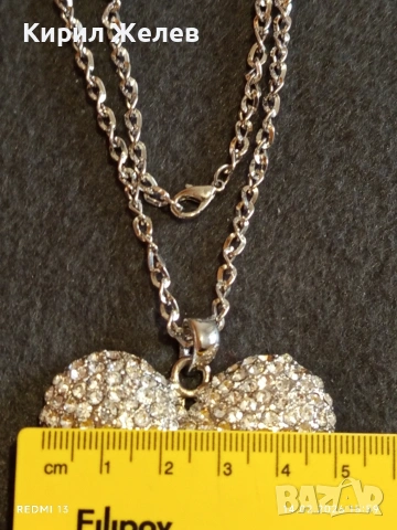 Дамско колие с висулка във формата на сърце ❤️ инкростирано с блестяши кристали 21324, снимка 6 - Колиета, медальони, синджири - 53476446