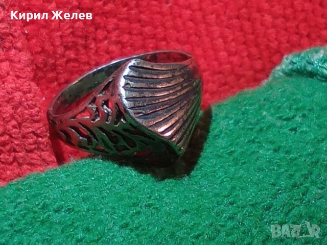 СТАРИНЕН СРЕБЪРЕН ПРЪСТЕН ВИСОКА ПРОБА ОКСИДИРАНО СРЕБРО АЖУРНА МАЙСТОРСКА РЪЧНА ИЗРАБОТКА 36598, снимка 4 - Антикварни и старинни предмети - 39971059