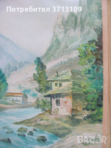 Майсторска стара Картина масло, картон , 31х20см., снимка 3 - Картини - 51522012