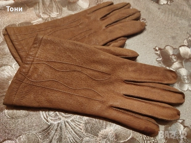 Нови Дамски Топли Ръкавици Изцяло от Естествена Кожа М