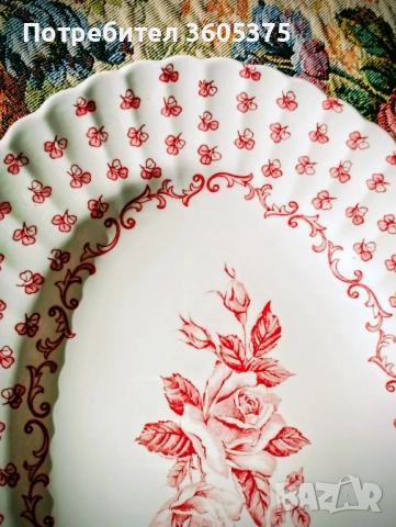 Очарователен , винтидж порцеланов поднос, снимка 4 - Антикварни и старинни предмети - 52942311