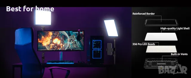 Комплект LED видео осветителни тела, NiceVeedi Studio Light, 2800-6500K, снимка 14 - Светкавици, студийно осветление - 49235913