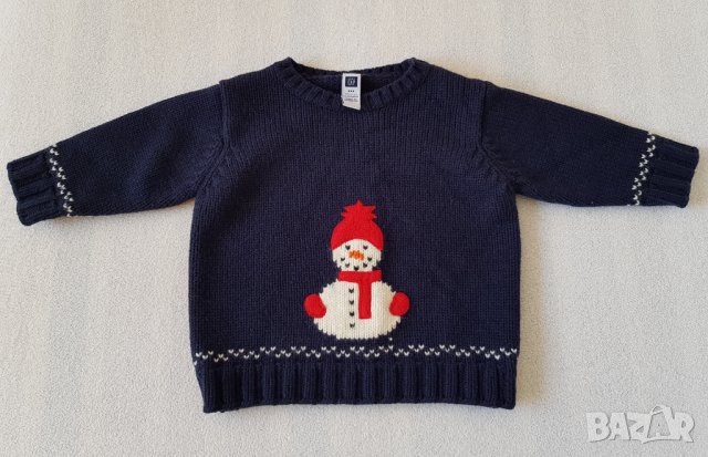 Коледен пуловер baby GAP Размер 12-18 месеца, снимка 3 - Бебешки блузки - 26737196