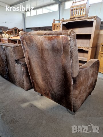НОВИ ! УНИКАТ! Дивани Естествена Кожа с косъм Елен внос от Германия , снимка 9 - Дивани и мека мебел - 37674650