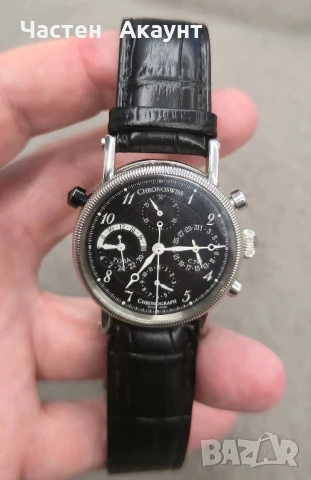 CHRONOSWISS TORA CHRONOGRAPH GMT MENS 38MM AUTOMATIC IN STEEL BLACK DIAL CH7423-BK , снимка 4 - Мъжки - 50960368