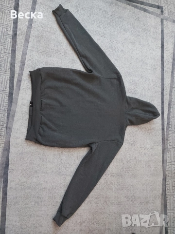 Мъжки ватиран суичър с качулка – 3XL, тъмно сив, снимка 3 - Спортни дрехи, екипи - 52928498