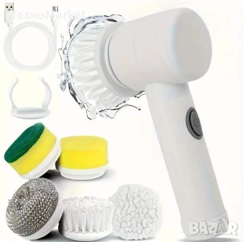 Мощна Електрическа 5-в-1 ротационна четка за почистване – безжична, акумулаторна, с 5 сменяеми г., снимка 10 - Други стоки за дома - 50671354