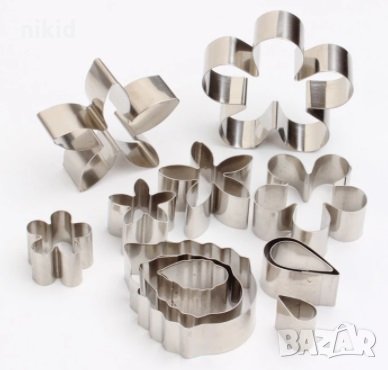 12 бр Роза Галакси Коледна звезда цвете метални форми резци форма резец торта зеленчуци плодове, снимка 3 - Форми - 35352848