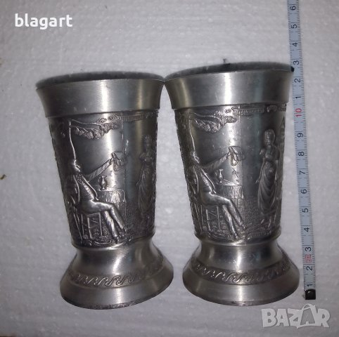Релефни Чаши от калаено-сребърна сплав, снимка 7 - Антикварни и старинни предмети - 39284581
