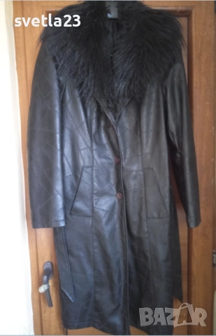 Дамско кожено палто с топла подплата, снимка 5 - Палта, манта - 52911039