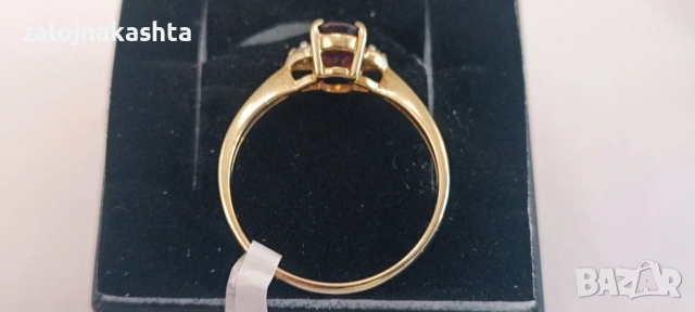 Златен пръстен с Розов Шпинел-1,91гр/9кр, снимка 5 - Пръстени - 53029404