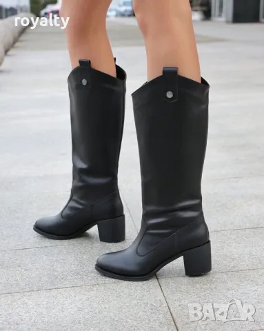 Ботуши на ток - черна кожа 
