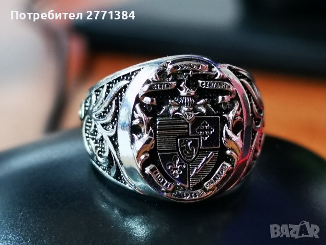 Супер детайлен келтски мъжки пръстен с печат 925 размер9-10 (не съм сигурен дали е 100% сребро, но м, снимка 4 - Други - 37471165