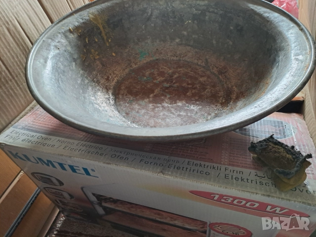 Антикварен голям меден леген калайдисан, снимка 3 - Антикварни и старинни предмети - 51663076