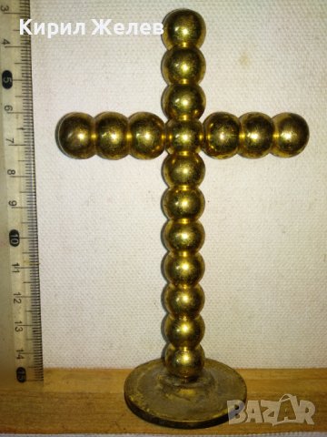 Стар СТИЛЕН МАСИВЕН МЕСИНГОВ НАСТОЛЕН КРЪСТ МНОГО КРАСИВ ТЕЖЪК За ДОМА / КОЛЕКЦИЯ 42646, снимка 8 - Декорация за дома - 43827875