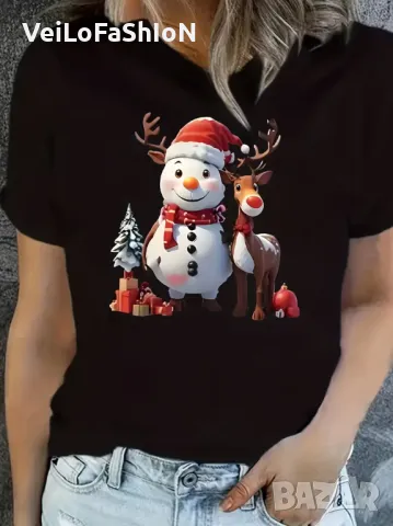 Нова дамска коледна тениска в черен цвят