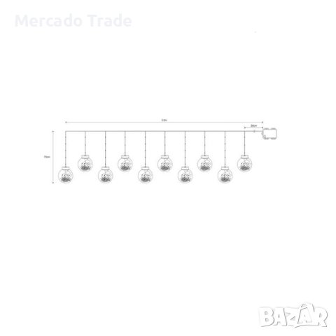 Декоративна LED завеса Mercado Trade, Дядо Коледа, 10 снежни топки, снимка 4 - Лед осветление - 43289116