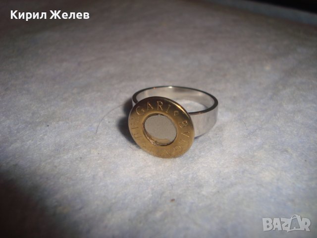 BVLGARI МАРКОВ БУТИКОВ ФЕШЪН АРТ ПРЪСТЕН БУЛГАРИ от НЕРЪЖДАЕМА БЛАГОРОДНА СТОМАНА с ПОЗЛАТА 20432, снимка 9 - Пръстени - 37499457
