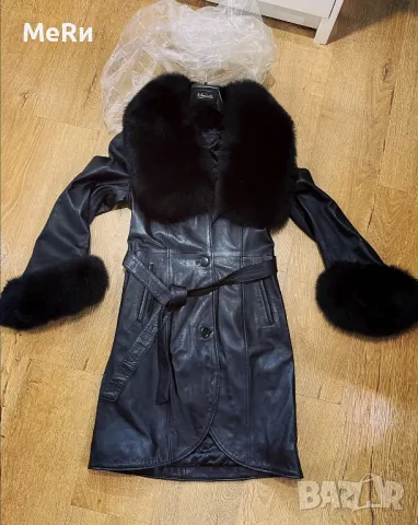 Палто естествена кожа и естествен косъм 