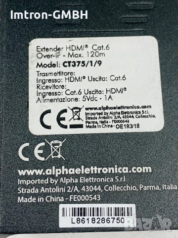 Receiver HDMI Extender RX cat6 CT375/1/9 Max. 120m, снимка 3 - Кабели и адаптери - 51036228