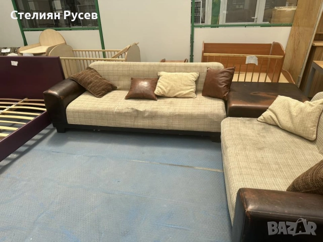 0907 разтегателен ъглов холов Диван / канапе с ракла и функция сън 310/270см         смр -цена170лв , снимка 7 - Дивани и мека мебел - 51733697