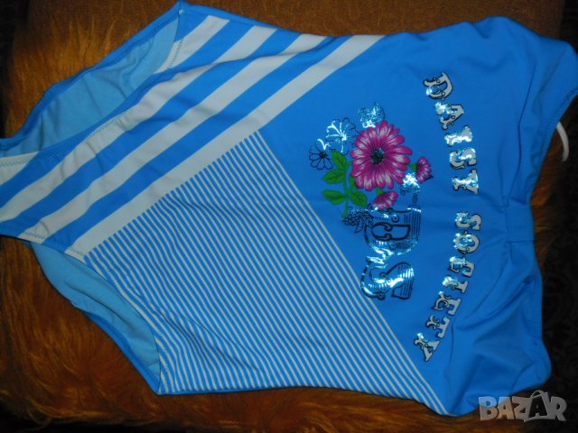 Цял нов светлосин бански с цветни орнаменти, снимка 3 - Бански костюми - 41963660