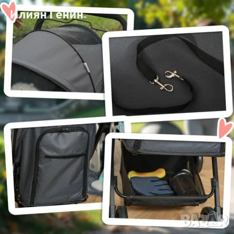 PawHut Кучешка количка до 10 кг, Сгъваема, Мрежест прозорец, Кош за съхранение, снимка 8 - За кучета - 53437438