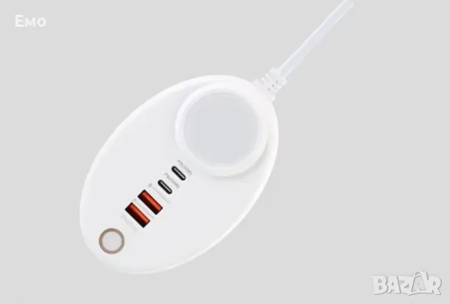 Мултипортово компактно бързо зарядно устройство с 2 A порта и 2 C порта и LED светлина 50W, снимка 7 - Оригинални зарядни - 48299012