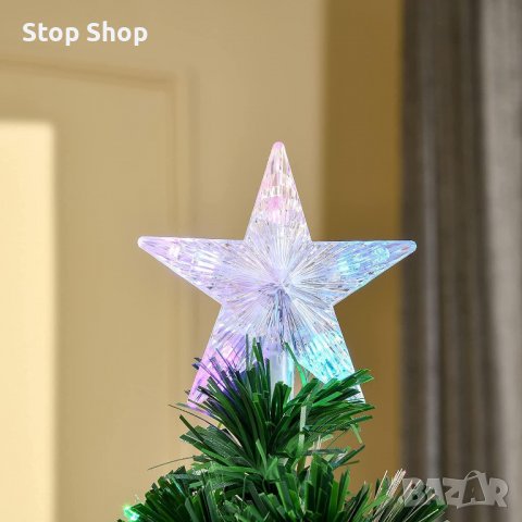 Коледна елха, изцяло украсена с оптични влакна и цветни LED светлини 180см, снимка 3 - Декорация за дома - 38416525