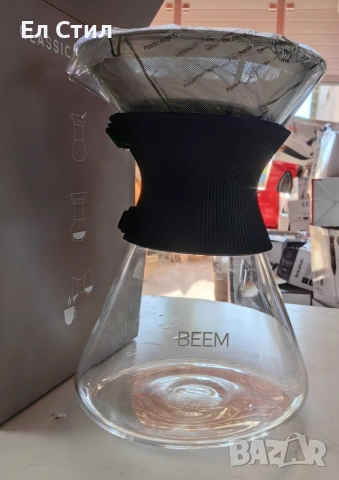 1бр/ Стъклена кана с метален филтър BEEM Classic Selection Pour Over (до 6 чаши), снимка 7 - Други - 53588671