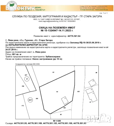 Продава се - Парцел с къща в с. Лява река