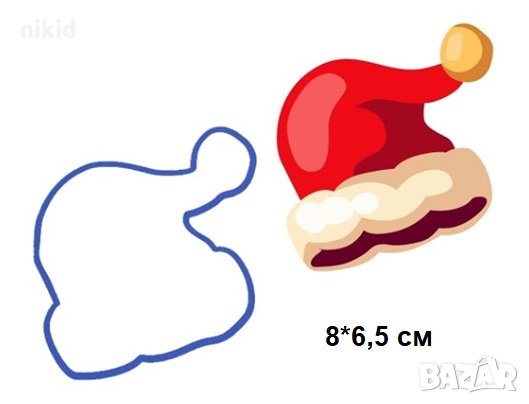 Коледна шапка на Дядо Коледа пластмасов резец форма фондан тесто бисквитки, снимка 1 - Форми - 27154008