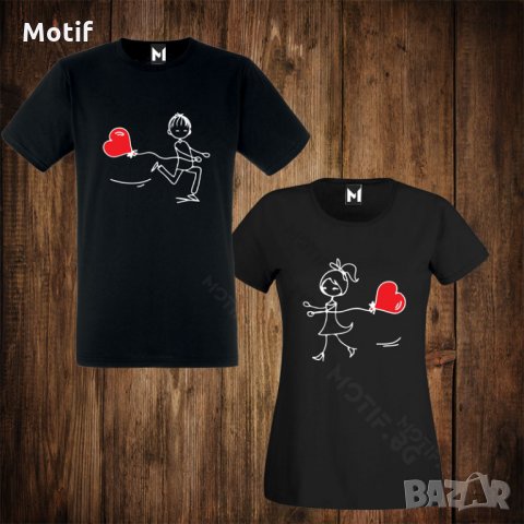 Тениски за двойки - Свети Валентин - мъжка тениска + дамска тениска , снимка 1 - Тениски - 27767572