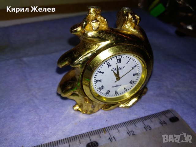 Стар ПОЗЛАТЕН МЕТАЛЕН НАСТОЛЕН КВАРЦОВ ЧАСОВНИК CAMEY 41282, снимка 11 - Колекции - 43887780