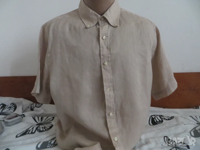 Мъжка риза с къс ръкав от лен P-Club, снимка 1