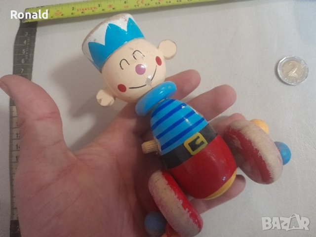 Стара соц дървена играчка, човече, снимка 3 - Антикварни и старинни предмети - 43728717