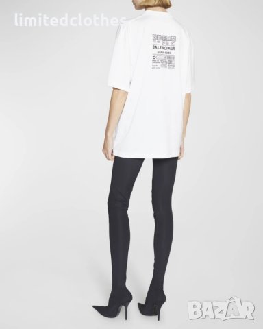 BALENCIAGA White Garde-Robe Care Label Logo Oversized Мъжка / Дамска Тениска size XS (М) и M (L), снимка 7 - Тениски - 42978941