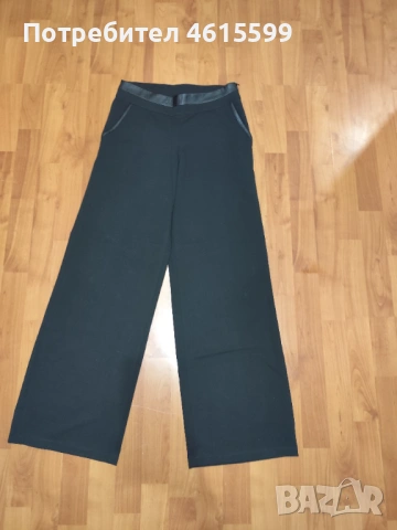 черен панталон с кожа, снимка 4 - Панталони - 53597620