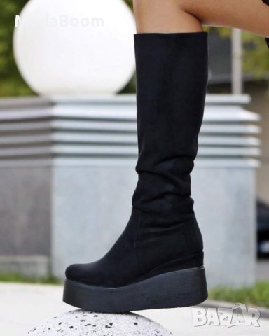 🔥Дамски ТОП велурени ботуши на платформа🔥, снимка 3 - Дамски ботуши - 43133544