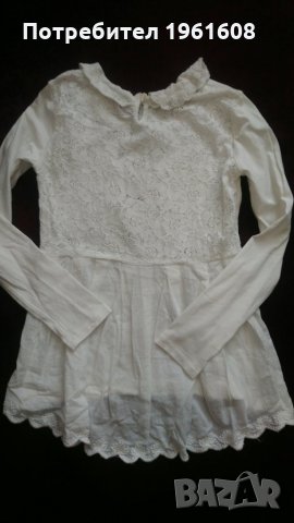 Бяла ефектна блуза за момиче , снимка 3 - Детски Блузи и туники - 26557196