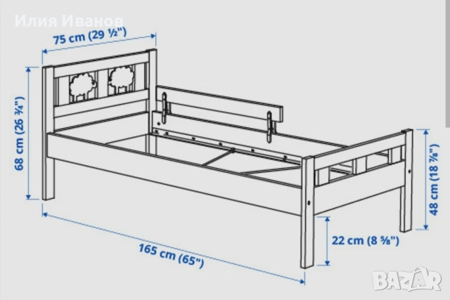 Детско легло KRITTER с размер 177x165 см., снимка 6 - Мебели за детската стая - 53218616