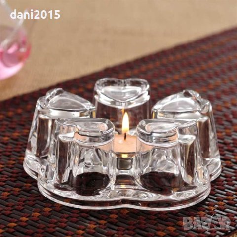 Стилен свещник от огнеопорно стъкло с форми сърца, снимка 3 - Романтични подаръци - 44026180