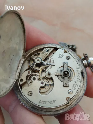Турски джобен сребърен часовник с кюстек, снимка 6 - Джобни - 48142270