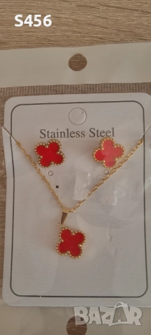 Van Cleef.Колие,обеци, комплект бижута , снимка 3 - Бижутерийни комплекти - 52104414