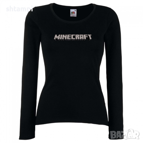 Дамска тениска майнкрафт Minecraft Logo 2 Minecraft,Игра,Забавление,подарък,Изненада,Рожден Ден., снимка 3 - Тениски - 36521348