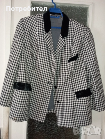 Дамски костюм – пола и сако за едри дами  /пипитен/, снимка 3 - Костюми - 52603811